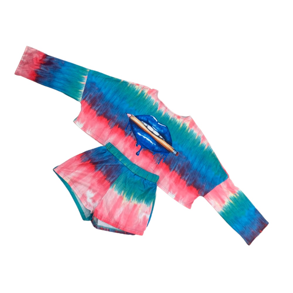 Multicolor two-piece short set